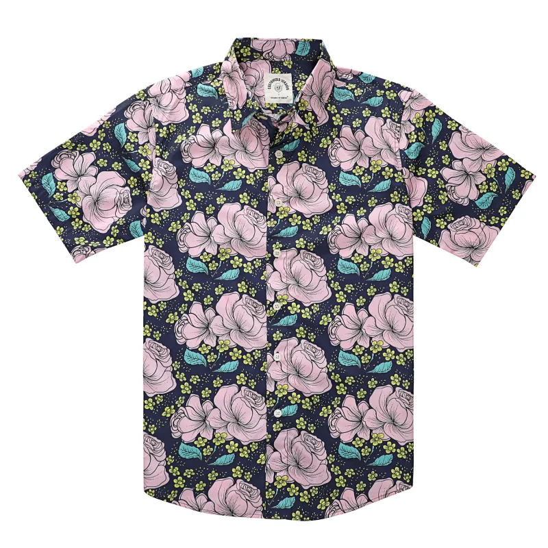 Hawaiian Shirt for Men Aloha Tropical Short Sleeve Button Down Print Beach Shirts #2613 made by Dubinik