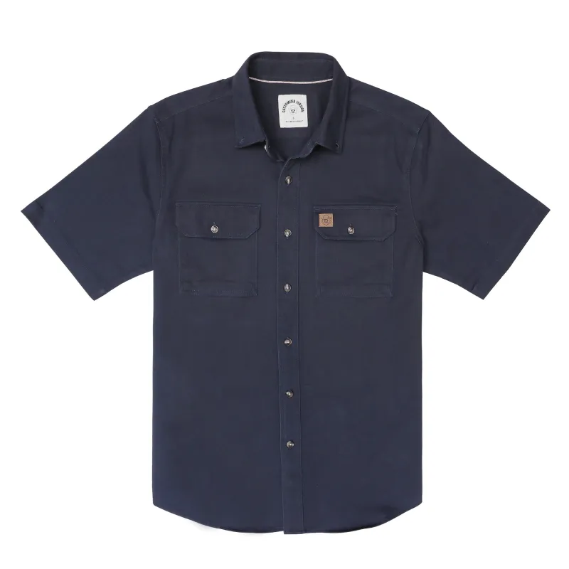 Men's outdoor casual short sleeve Navy Solid shirt #1509 made by Dubinik