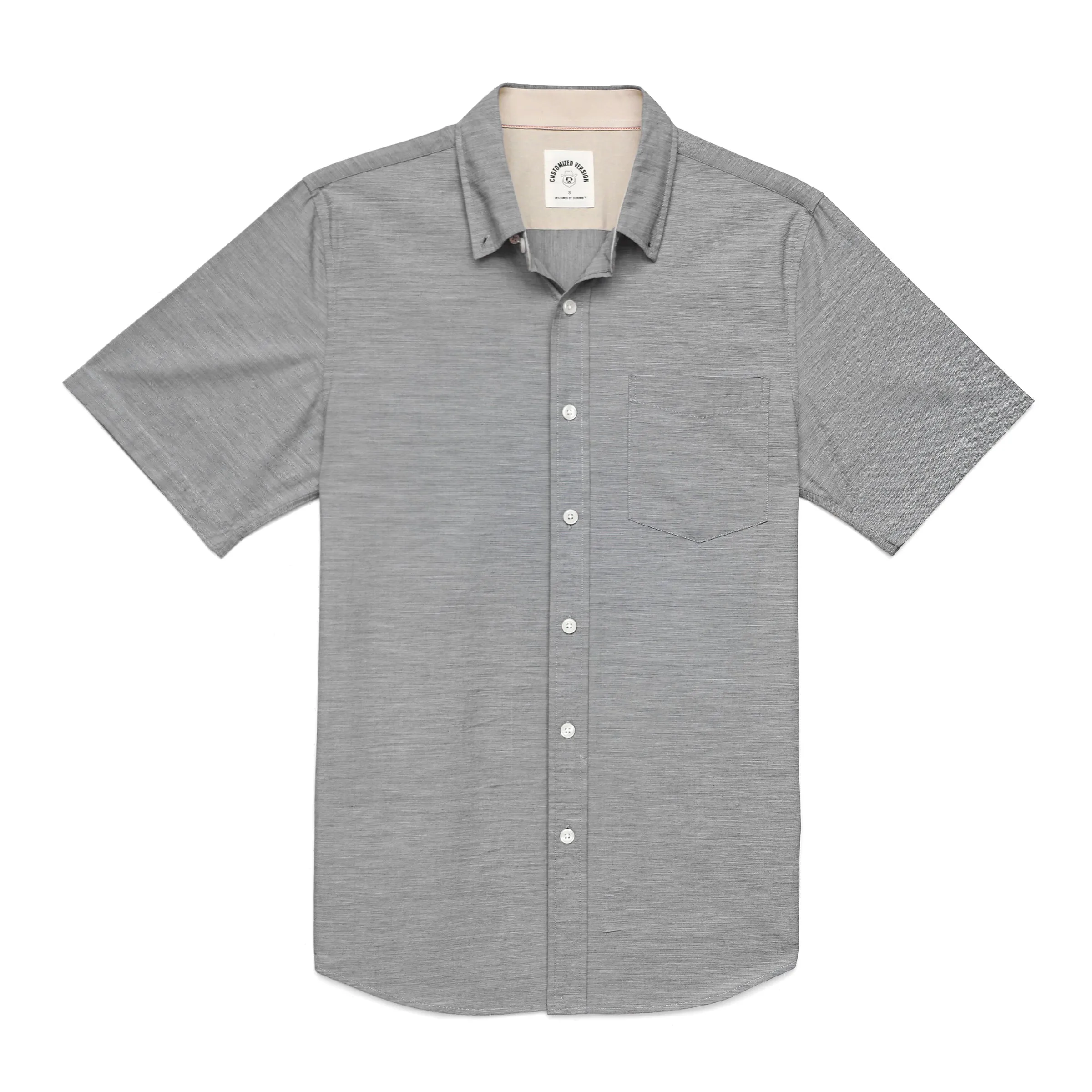 Men's casual short-sleeved cotton Light gray Solid shirt #0018 sold by Dubinik