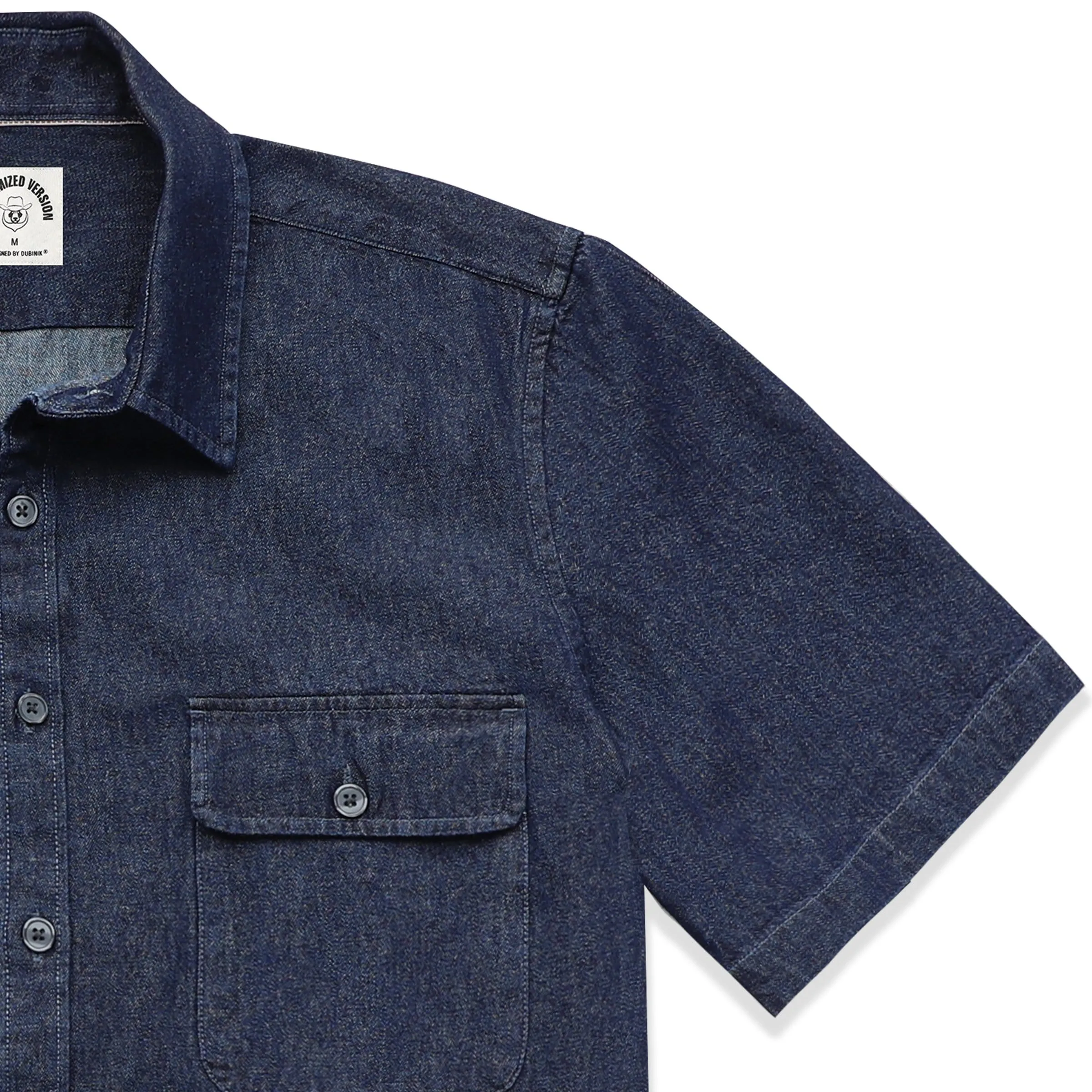 Men's cotton short-sleeved denim shirt #5500 sold by Dubinik product image thumbnail 3