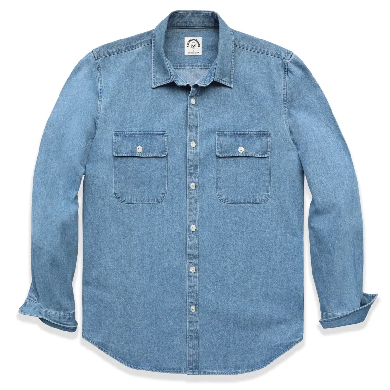 8.8oz Men's cotton long sleeve denim shirt #4501 made by Dubinik