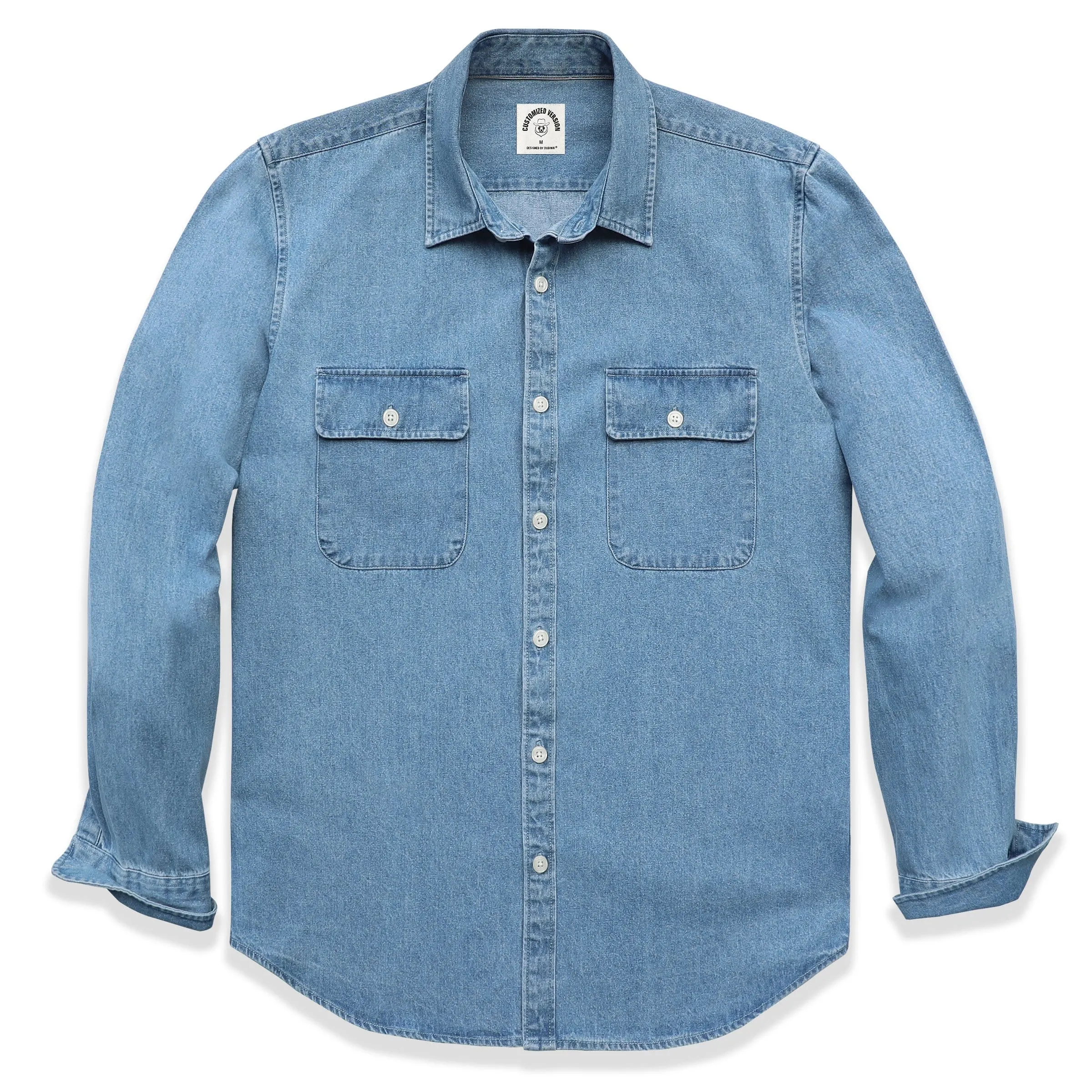 8.8oz Men's cotton long sleeve denim shirt #4501 sold by Dubinik