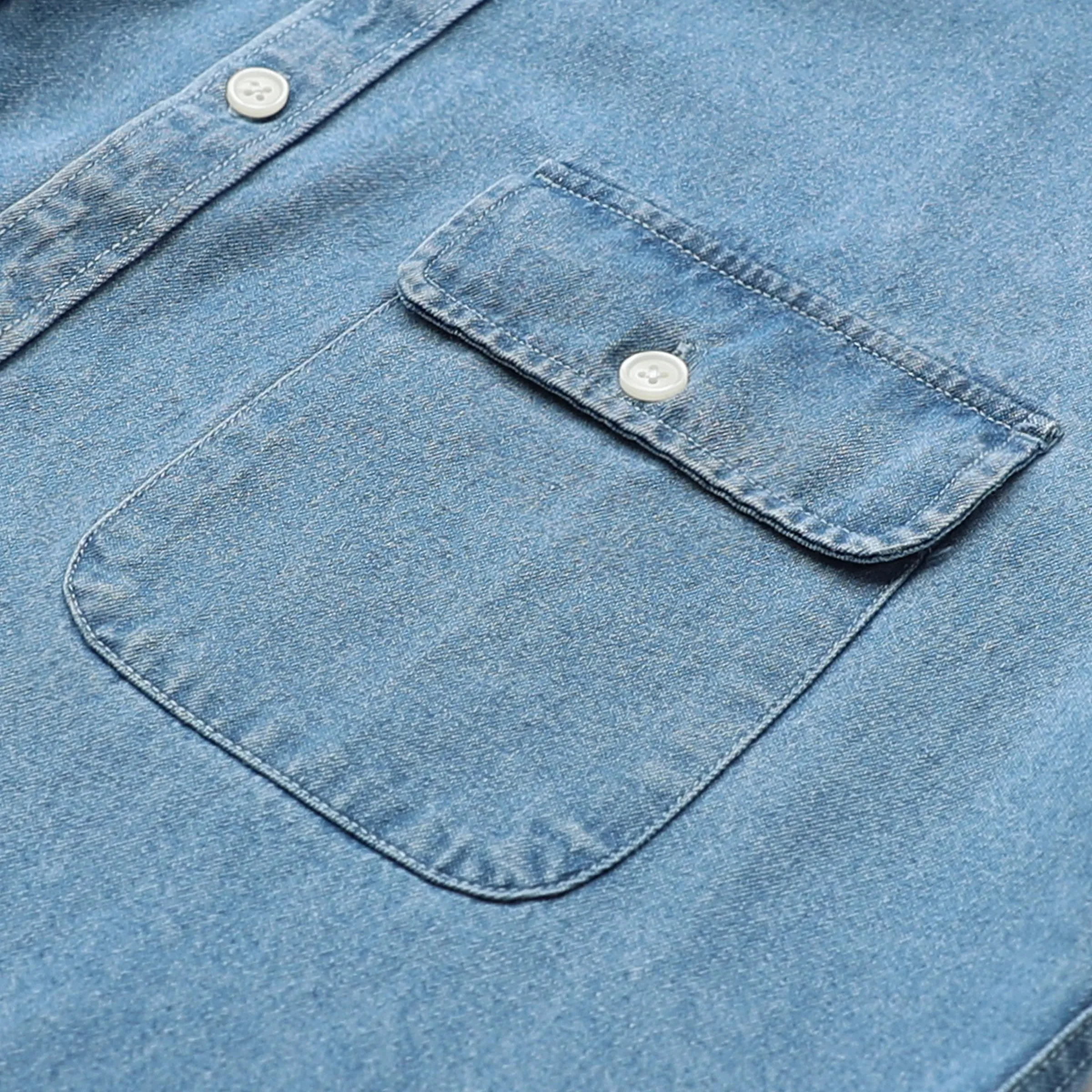 8.8oz Men's cotton long sleeve denim shirt #4501 sold by Dubinik product image thumbnail 3