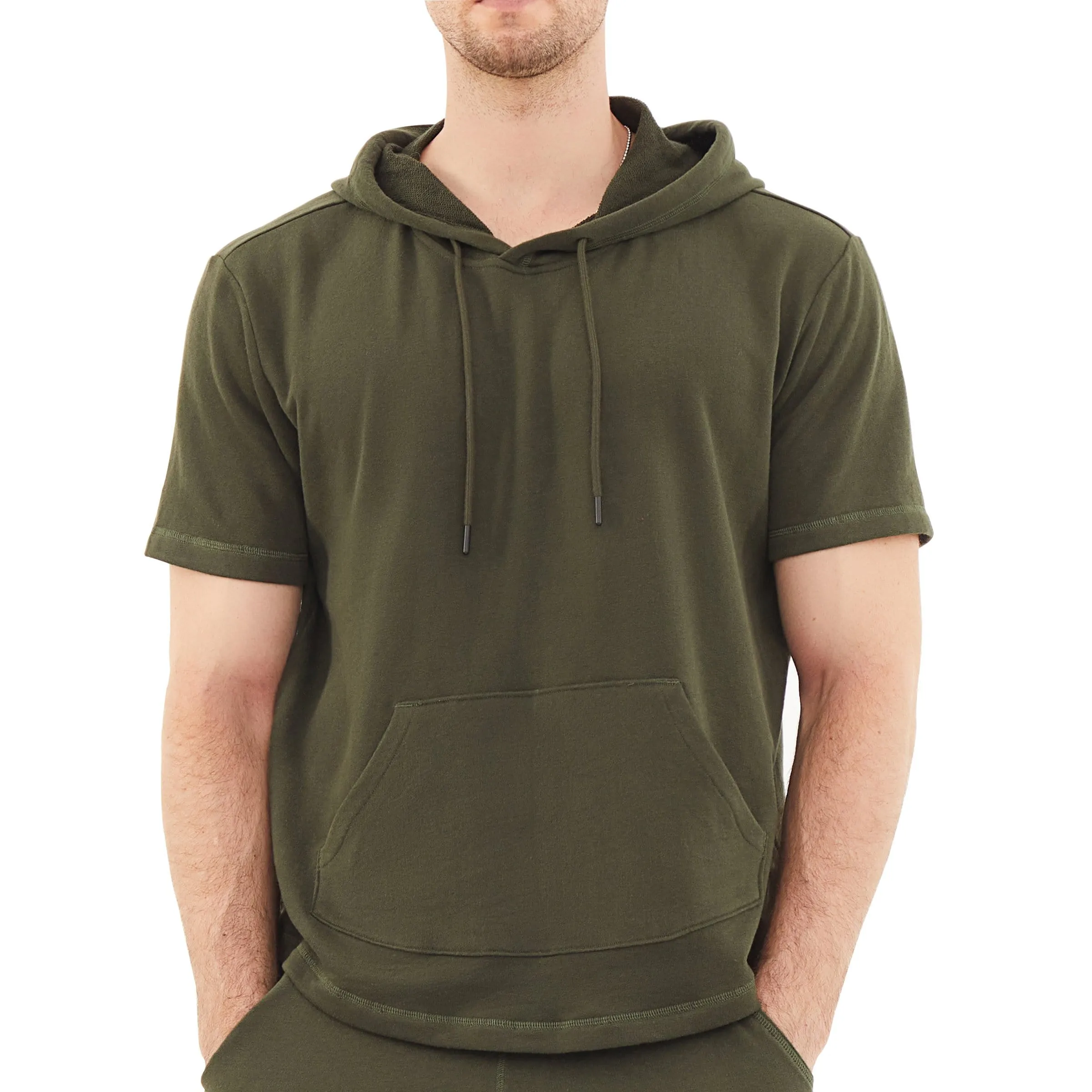 Men's Green Hoodies short-sleeved hooded sweatshirt #0604 sold by Dubinik