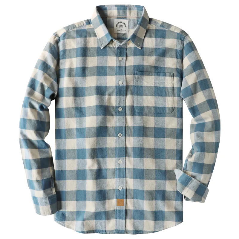 6oz Men's Plaid Flannel Long Sleeve Shirts #0325 made by Dubinik