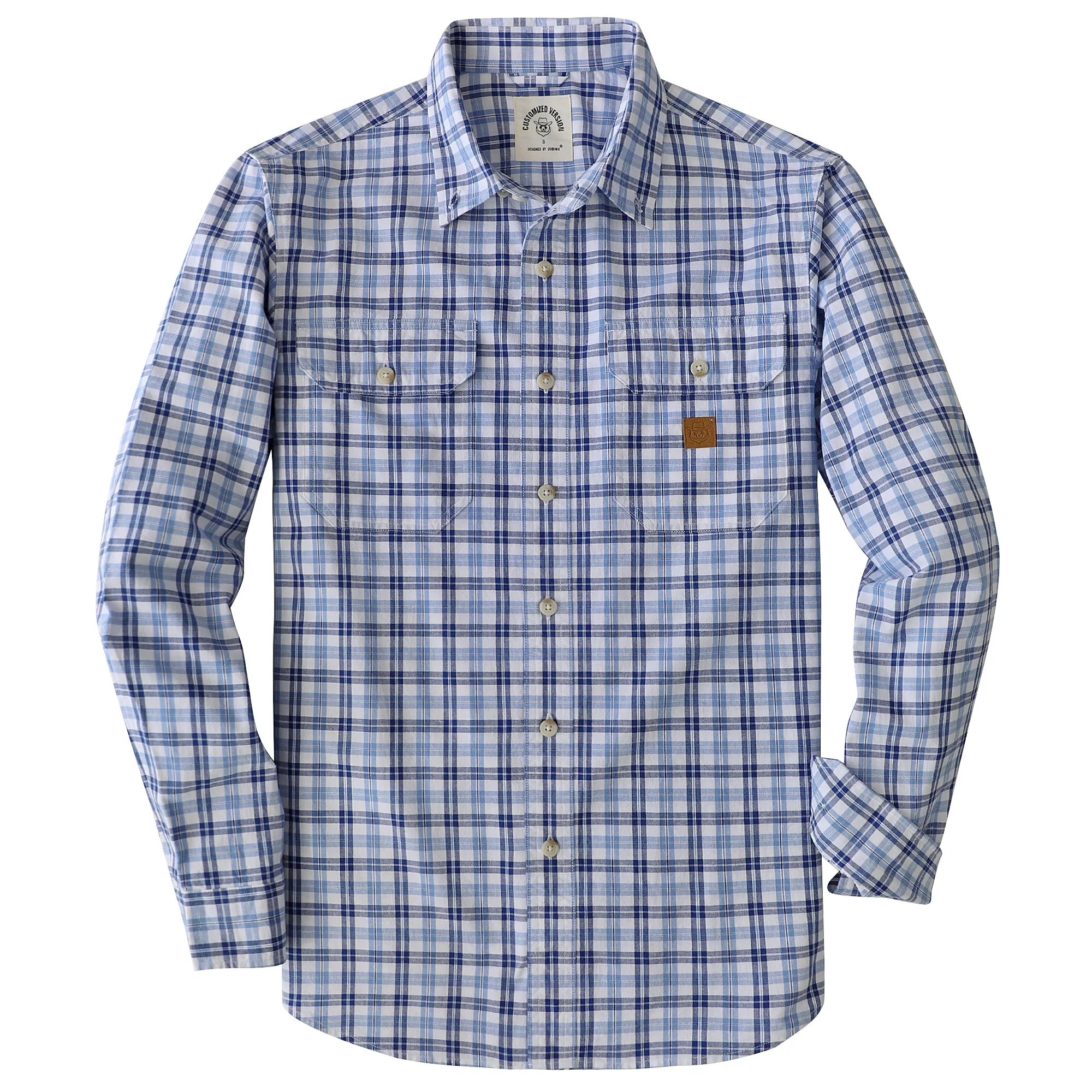 Dubinik® 4.6oz Mens Lightweight Pure Cotton Long Sleeve Plaid Shirt#101811 sold by Dubinik