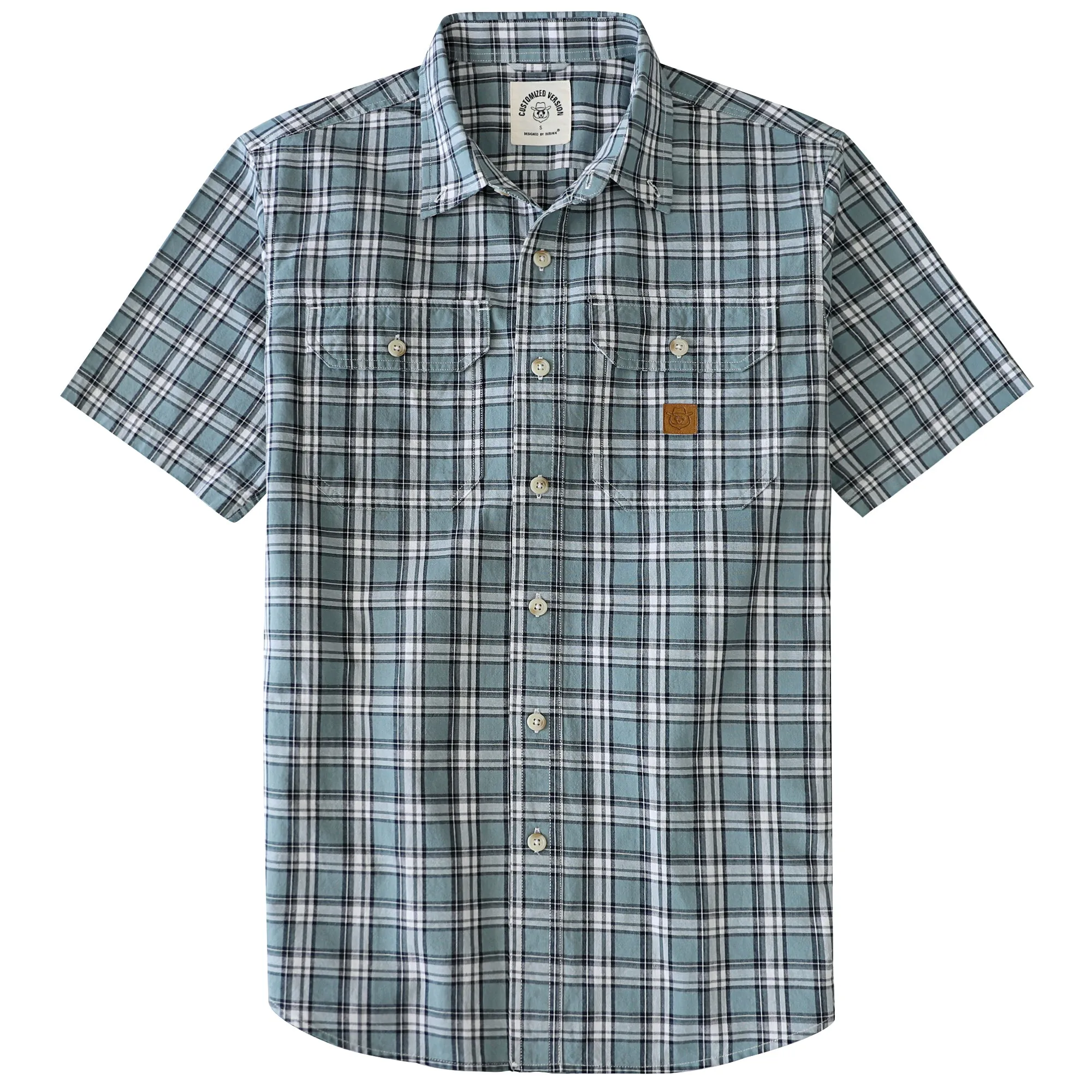 Dubinik® Men’s Button Down Short Sleeve Shirt, Double Pockets, Casual Workwear Plaid#101712 sold by Dubinik