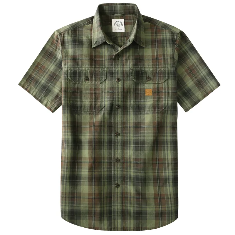 Dubinik® Men’s Button Down Short Sleeve Shirt, Double Pockets, Casual Workwear Plaid#10173 made by Dubinik