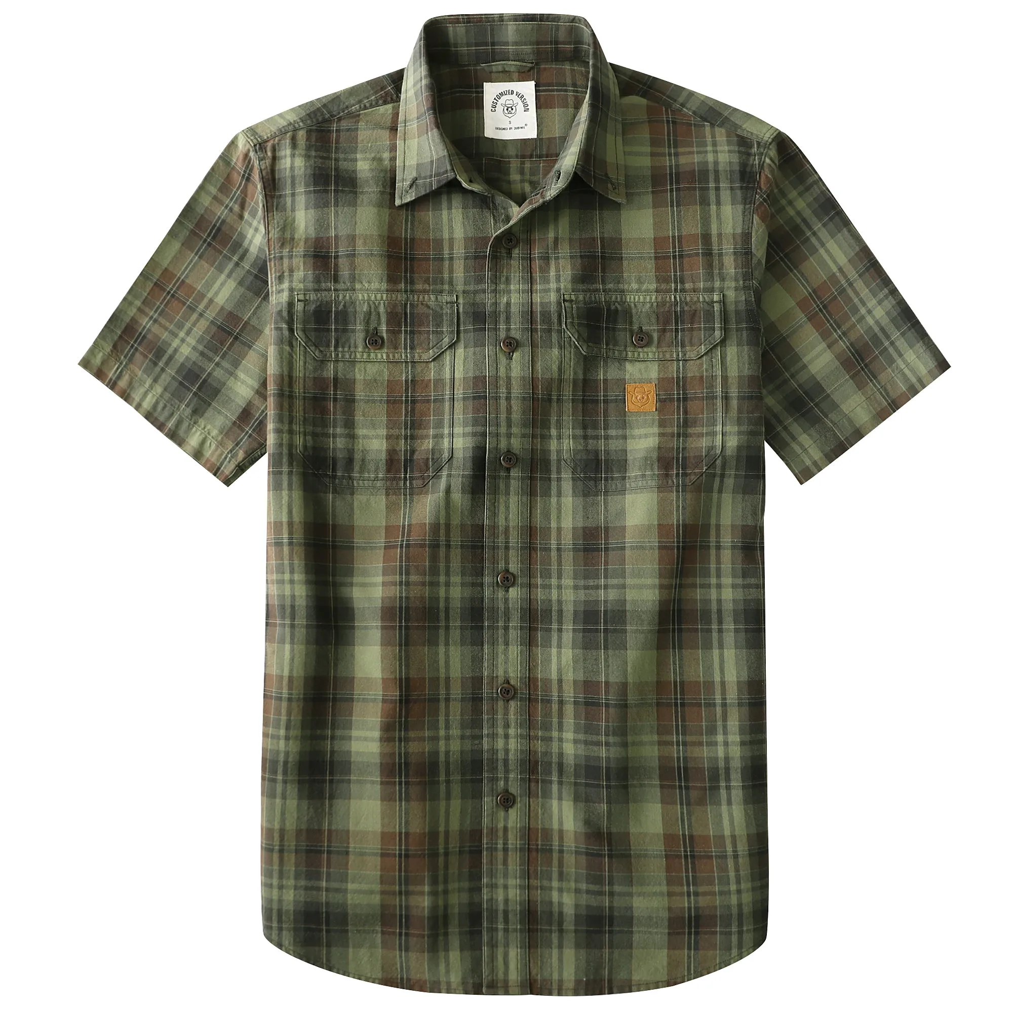 Dubinik® Men’s Button Down Short Sleeve Shirt, Double Pockets, Casual Workwear Plaid#10173 sold by Dubinik