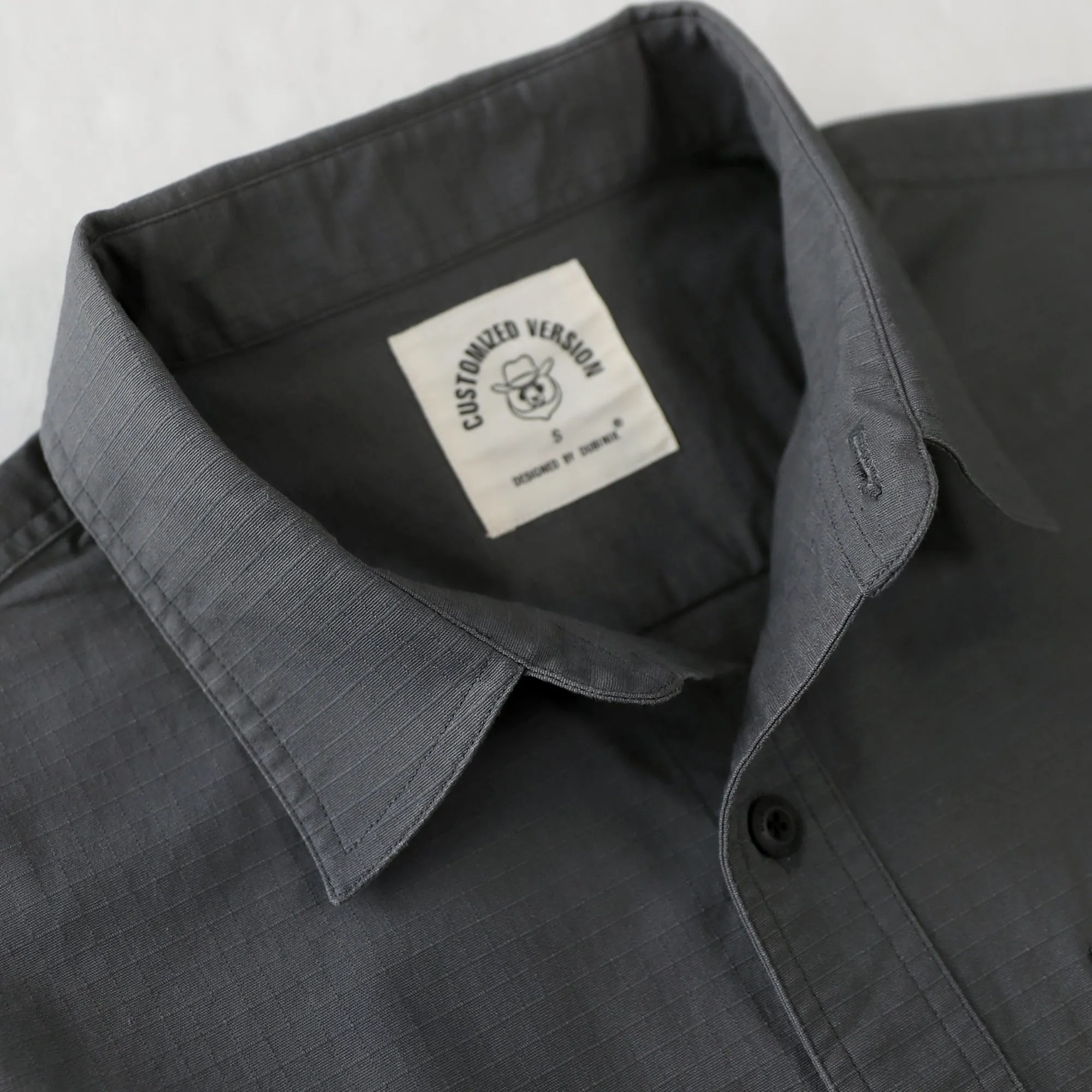 Dubinik® Mens Short Sleeve Shirts Two Pocket Vintage Mens Work Shirt Charcoal Gray Cotton Mens Shirts Casual with Stretch#0055010 sold by Dubinik product image thumbnail 3