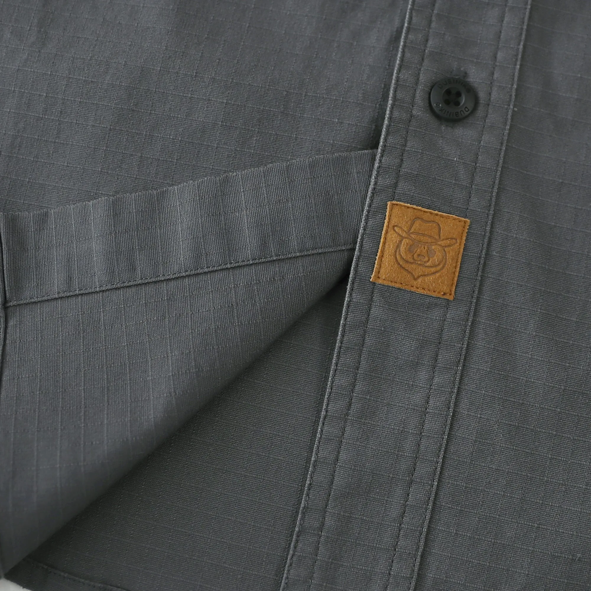 Dubinik® Mens Short Sleeve Shirts Two Pocket Vintage Mens Work Shirt Charcoal Gray Cotton Mens Shirts Casual with Stretch#0055010 sold by Dubinik product image thumbnail 5