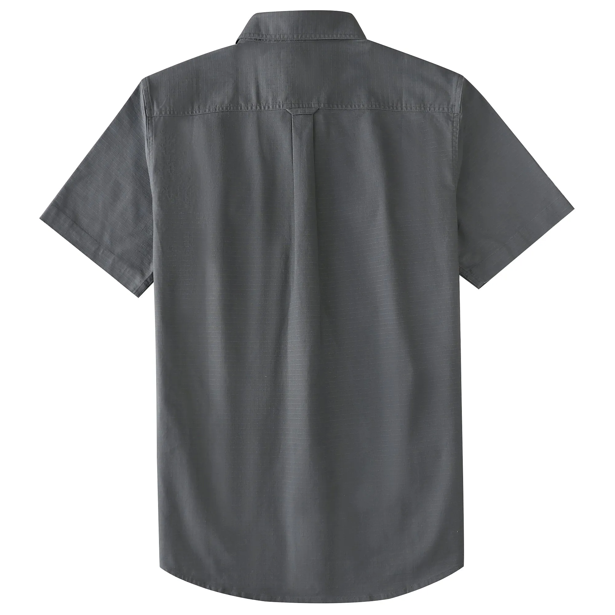 Dubinik® Mens Short Sleeve Shirts Two Pocket Vintage Mens Work Shirt Charcoal Gray Cotton Mens Shirts Casual with Stretch#0055010 sold by Dubinik product image thumbnail 2
