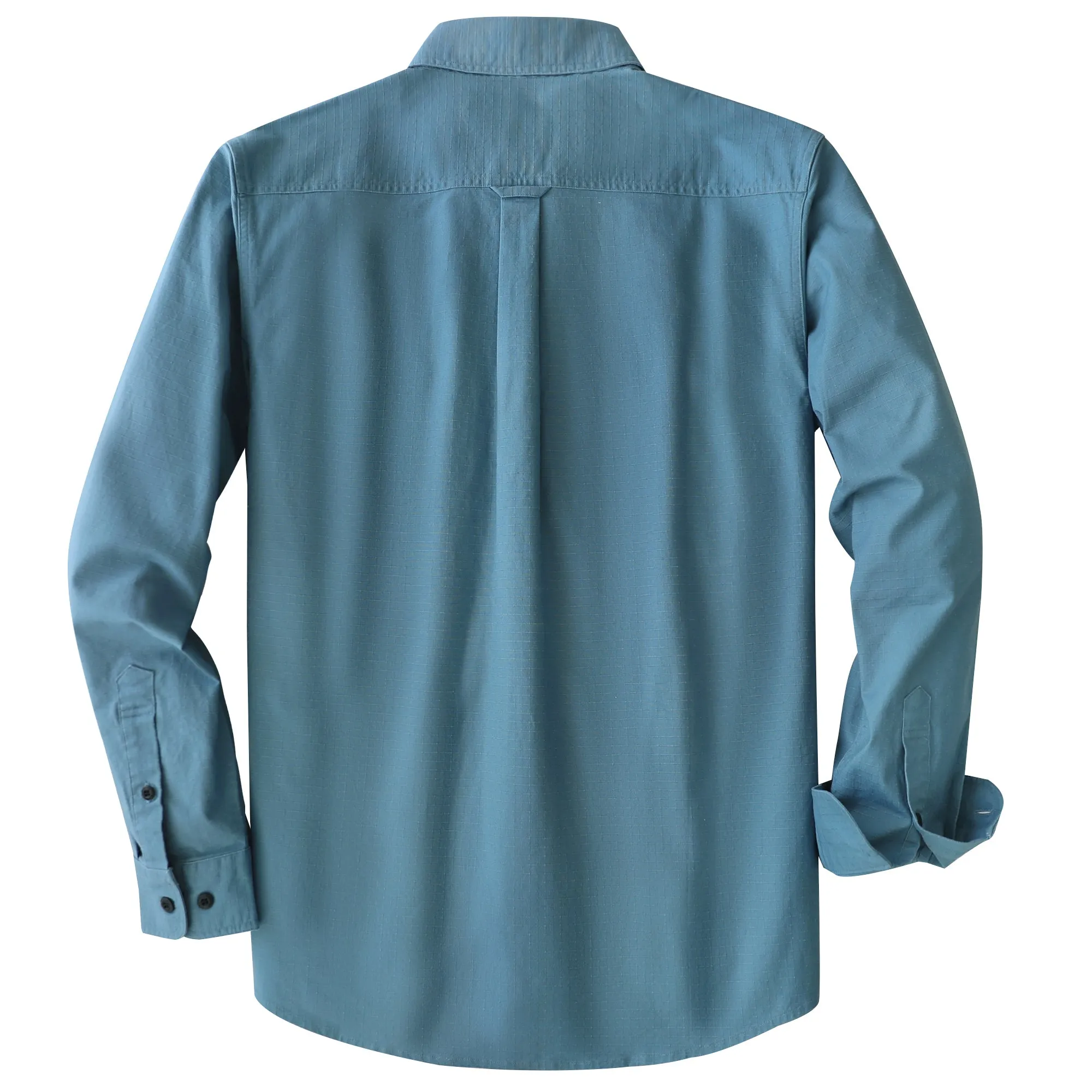 Dubinik® 6.5oz Mens Shirts Long Sleeve Casual Slate Blue Solid Shirts for Men Two Pocket Regular Fit Comfortable with Stretch Shirt#0056008 sold by Dubinik product image thumbnail 2