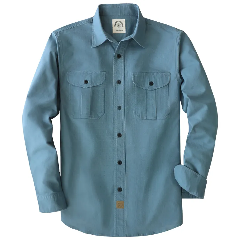 Dubinik® 6.5oz Mens Shirts Long Sleeve Casual Slate Blue Solid Shirts for Men Two Pocket Regular Fit Comfortable with Stretch Shirt#0056008 made by Dubinik