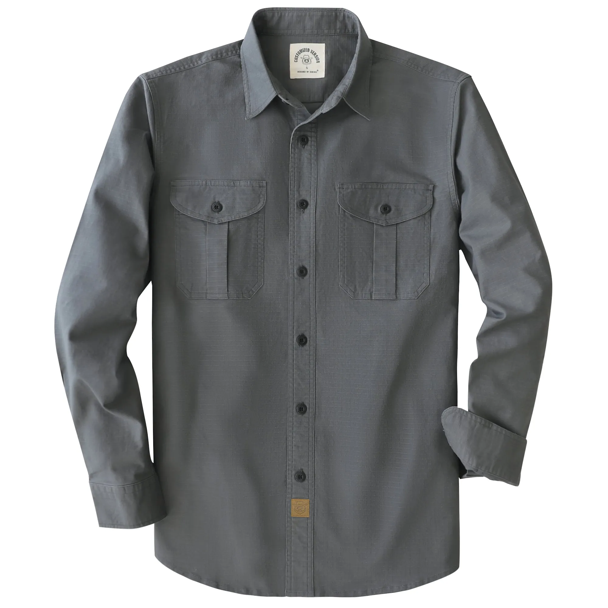 Dubinik® 6.5oz Mens Shirts Long Sleeve Casual Charcoal Gray Solid Shirts for Men Two Pocket Regular Fit Comfortable with Stretch Shirt#0056010 sold by Dubinik
