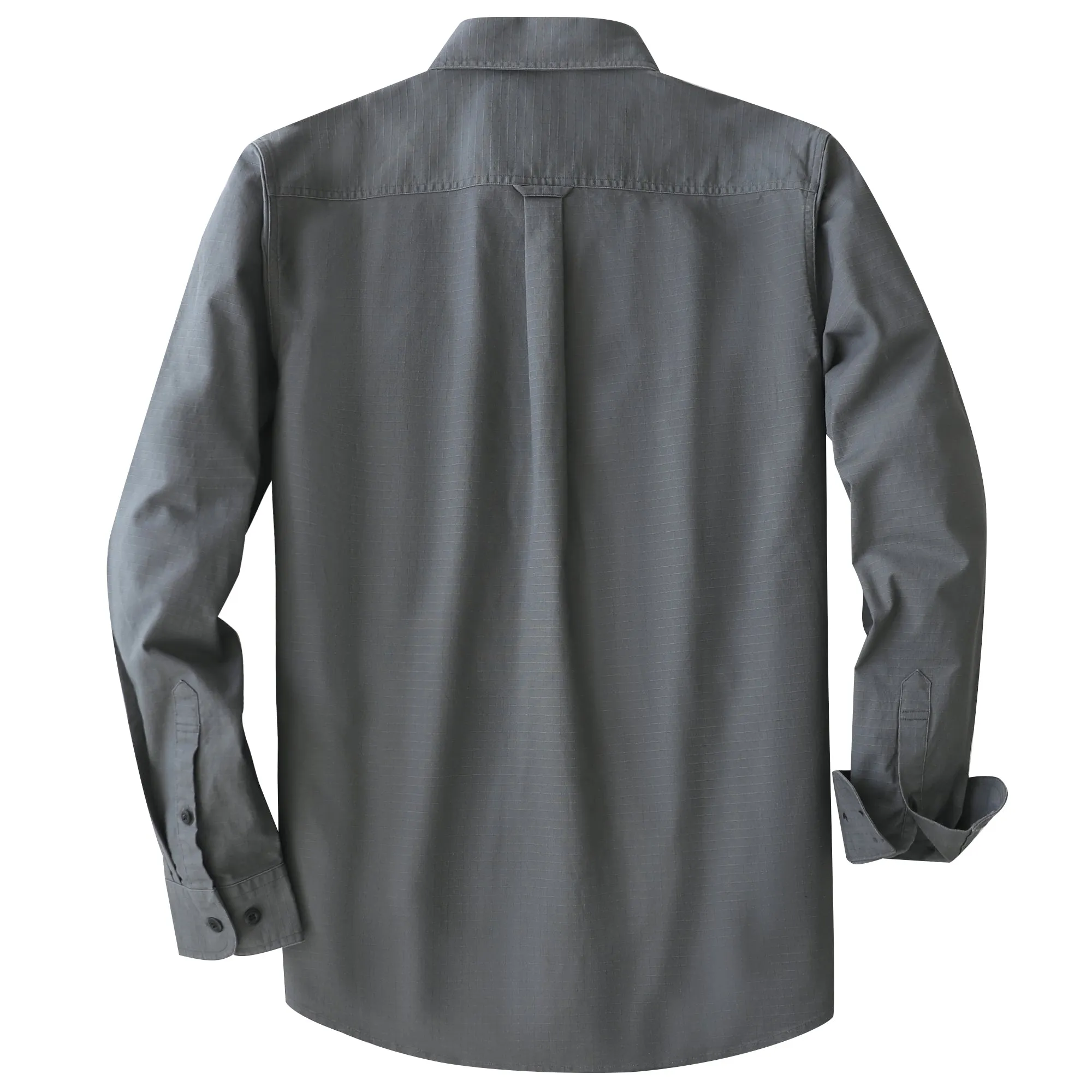 Dubinik® 6.5oz Mens Shirts Long Sleeve Casual Charcoal Gray Solid Shirts for Men Two Pocket Regular Fit Comfortable with Stretch Shirt#0056010 sold by Dubinik product image thumbnail 2