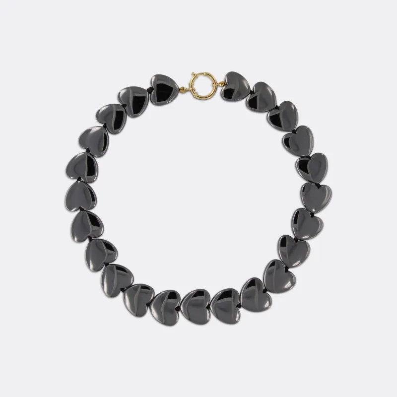 HEMATITE HEART choker made by Ann Perica