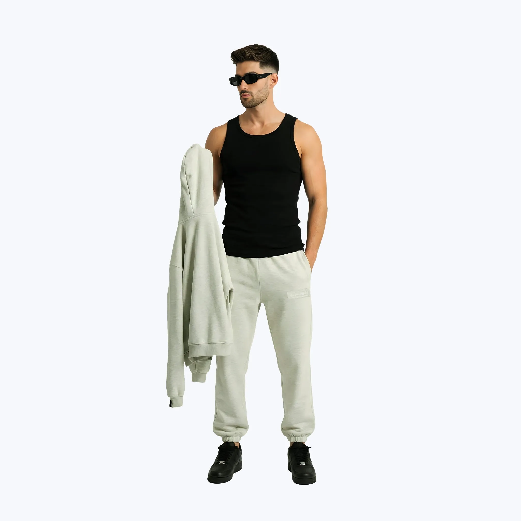 Signature Heavyweight Joggers– Ecru Melange sold by Dope Beyond product image thumbnail 2