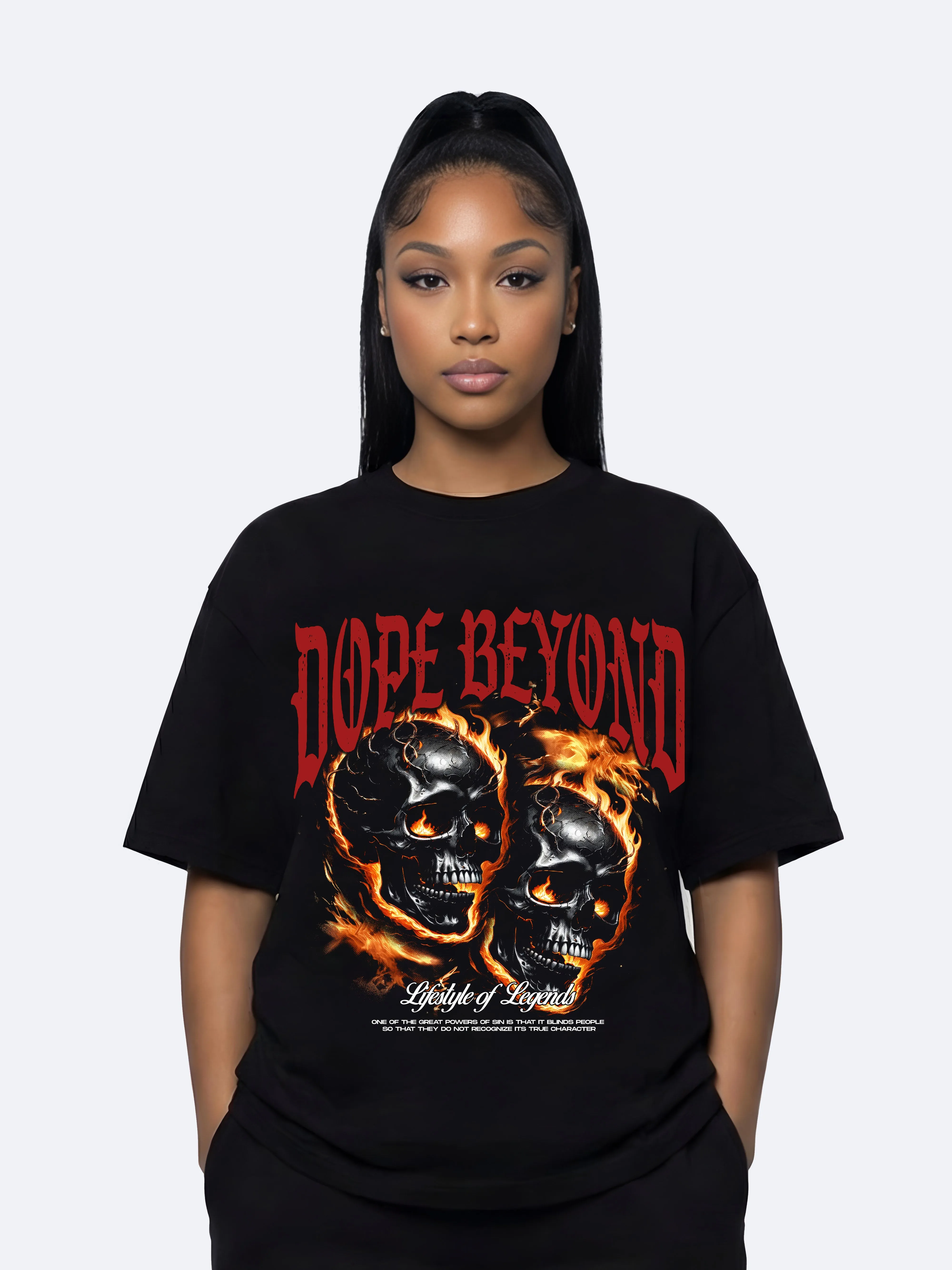 Shadow Skull Heavyweight Tee – Jet Black sold by Dope Beyond product image thumbnail 3