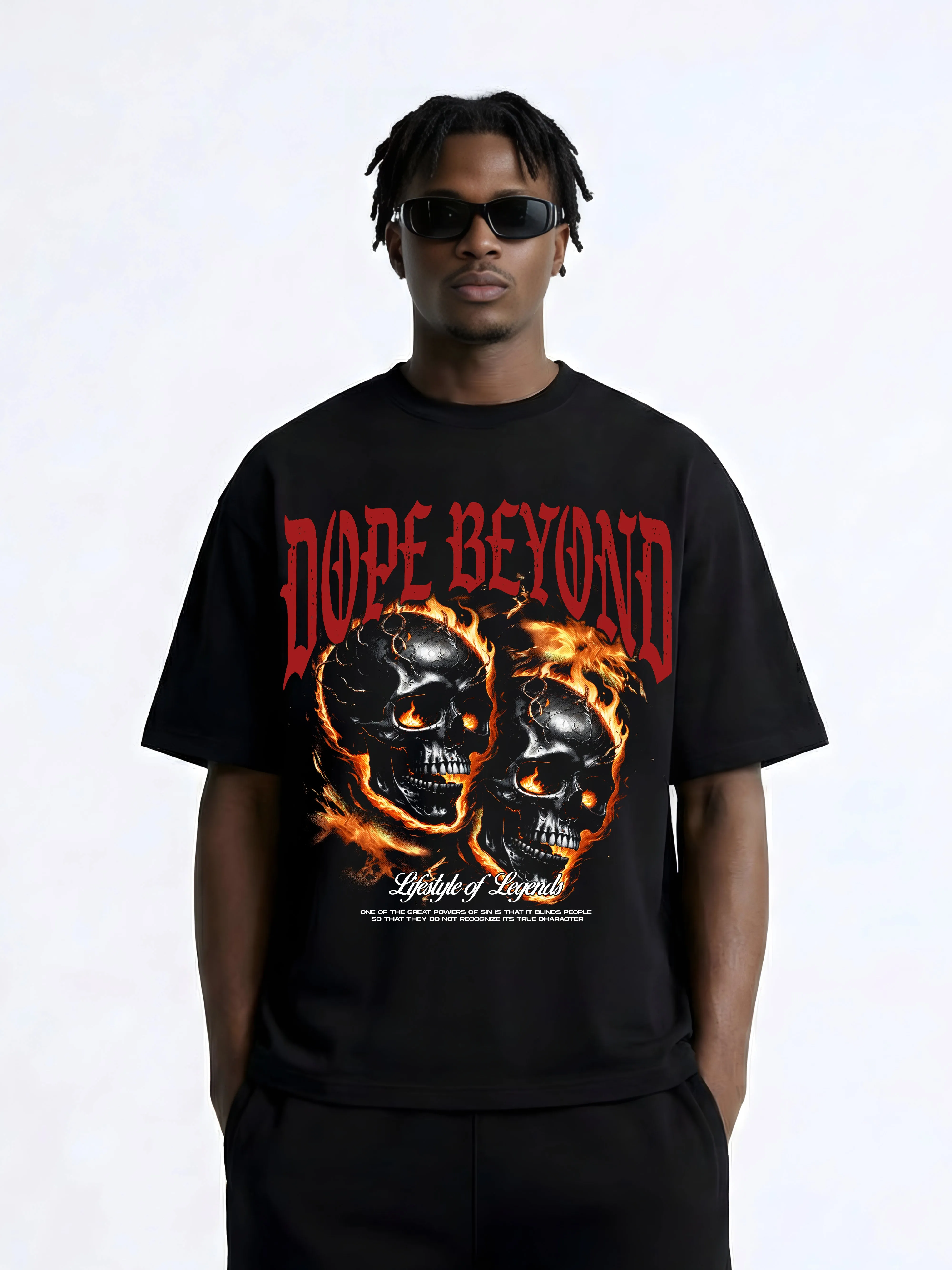 Shadow Skull Heavyweight Tee – Jet Black sold by Dope Beyond product image thumbnail 2