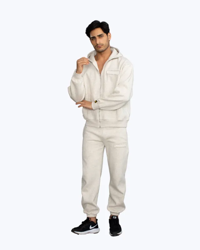 Signature Heavyweight Zip Co-ord Set – Ecru Melange sold by Dope Beyond
