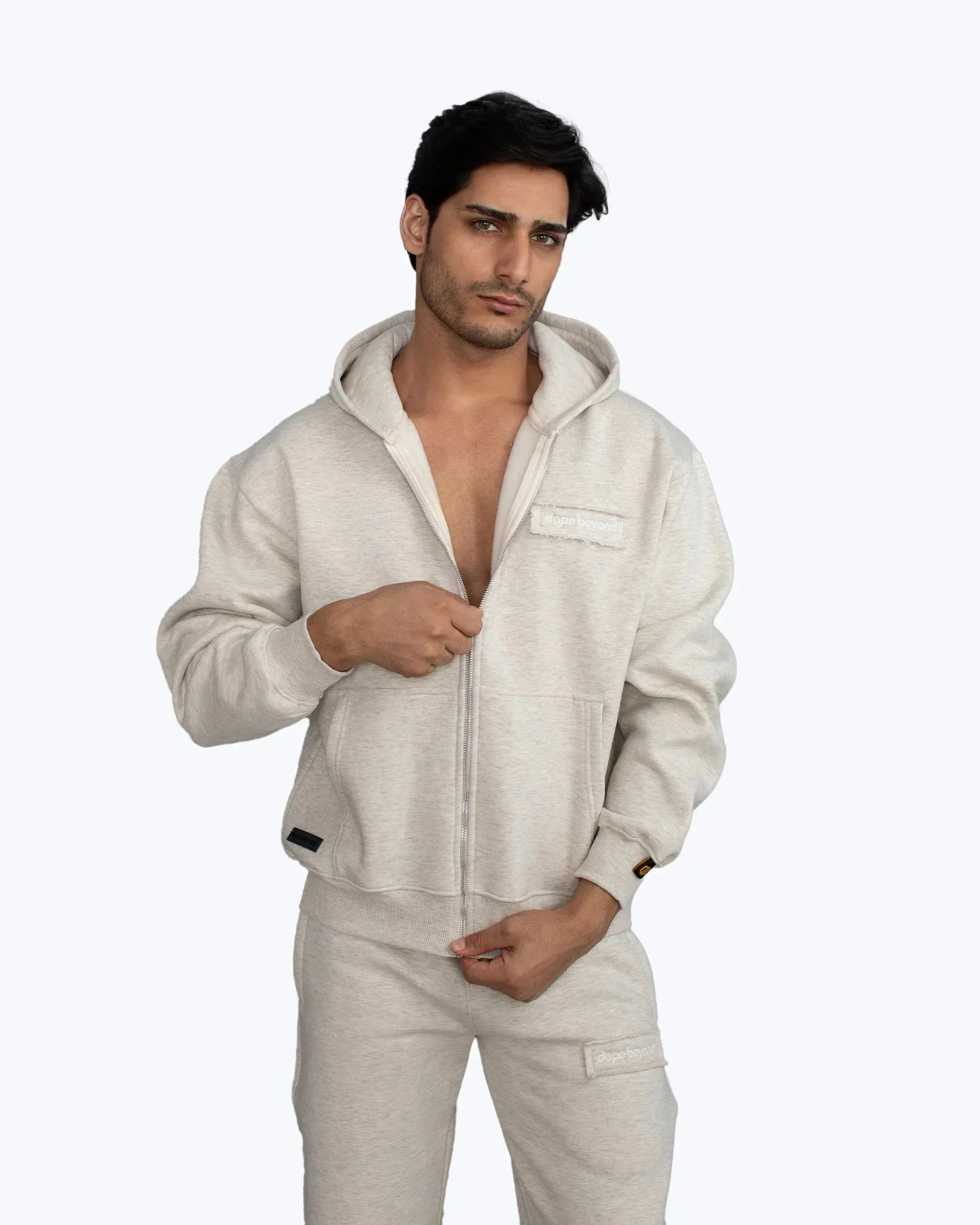 Signature Arctic Heavyweight Zip Hoodie – Ecru Melange sold by Dope Beyond