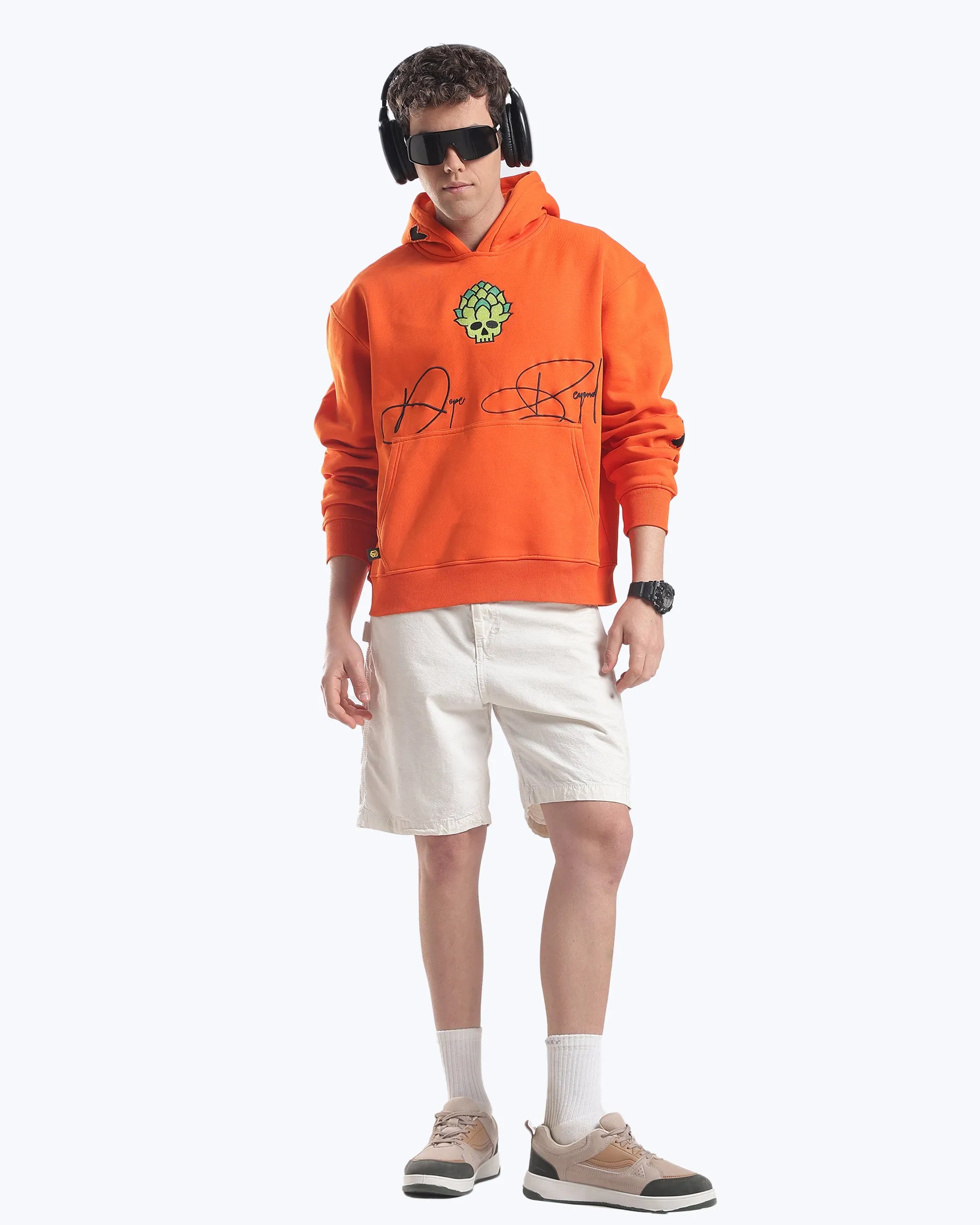 Signature Skull in Bloom Graphic Heavyweight Hoodie – Orange sold by Dope Beyond product image thumbnail 5