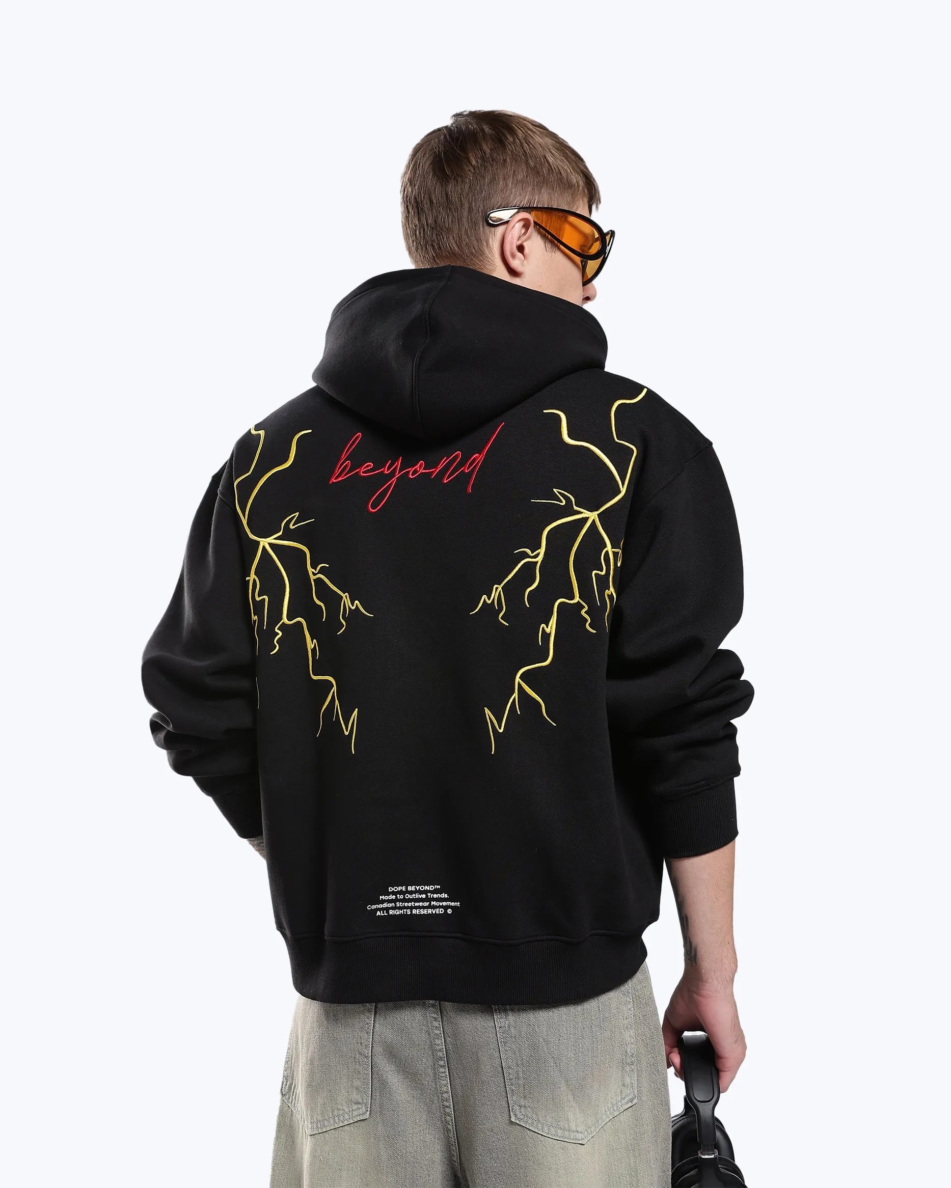 Signature 777 Lightning Graphic Heavyweight Hoodie – Black sold by Dope Beyond product image thumbnail 3