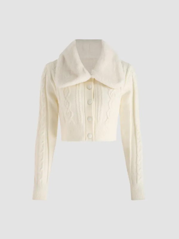 Romantic Cable Knit Crop Jacket sold by Cider