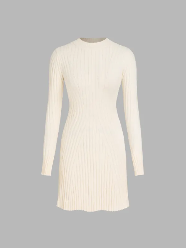 Ribbed Round Neck Ruffle Mini Dress sold by Cider