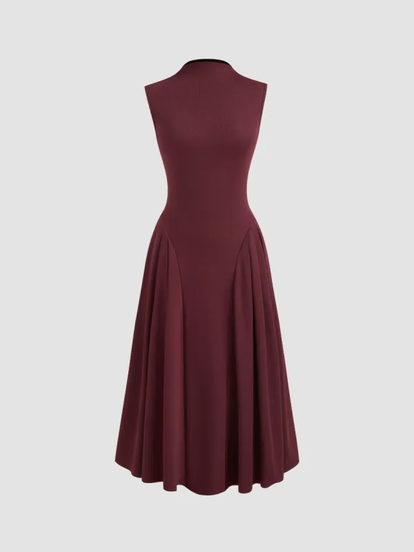 High Neck Solid Ruffle Midi Dress sold by Cider