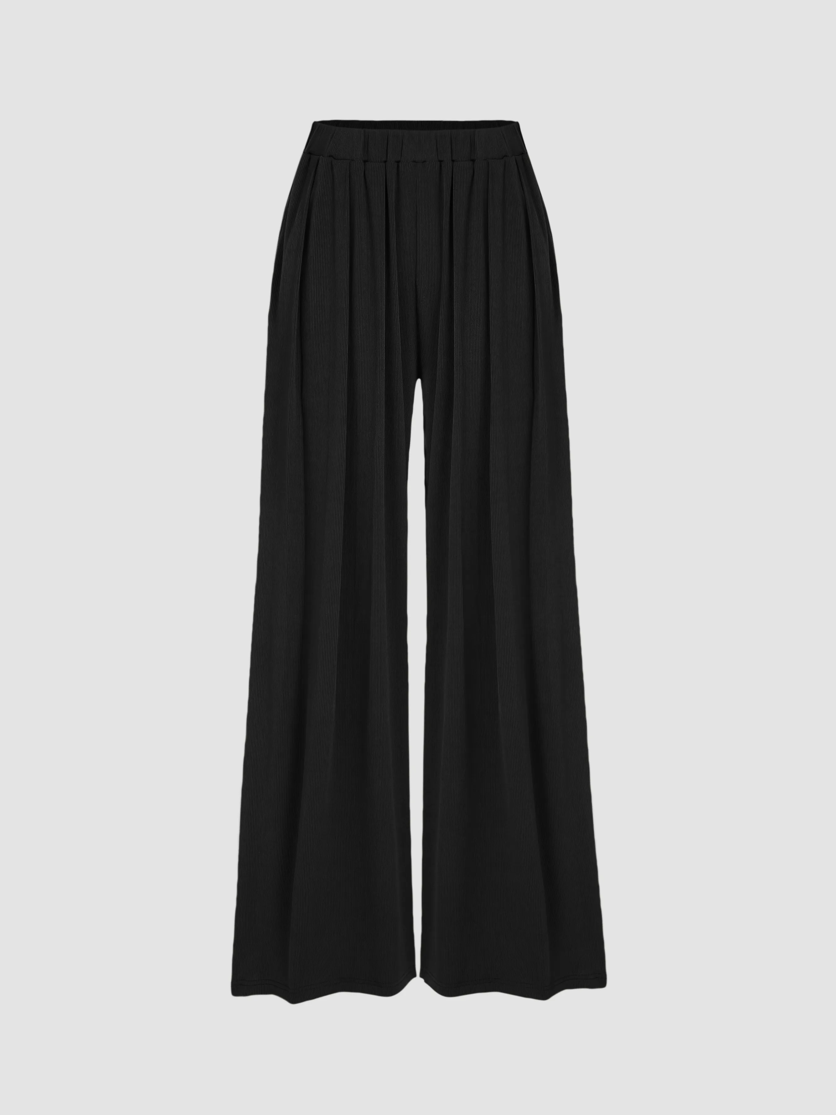 Petite Solid Elastic Waist Wide Leg Pants sold by Cider