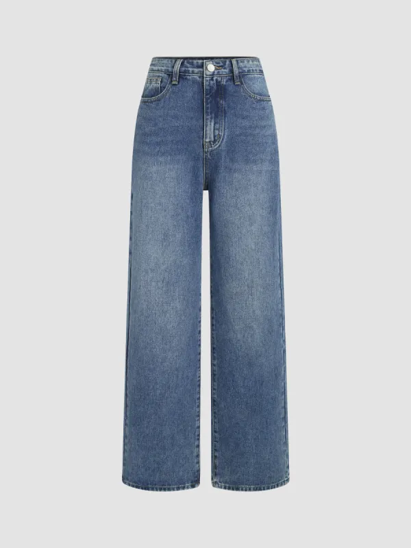 Petite Denim Solid Straight Leg Jeans sold by Cider