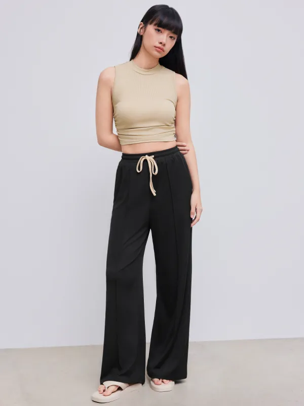 Ruched Tank Crop Top & Elastic Waist Knotted Trousers Set sold by Cider