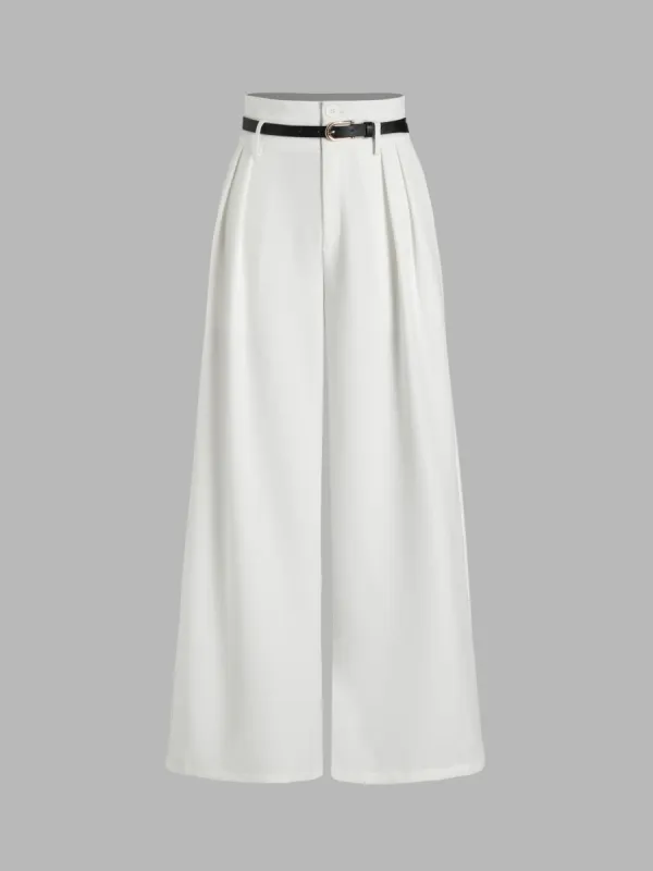 Belted Pleated Wide Leg Trousers sold by Cider