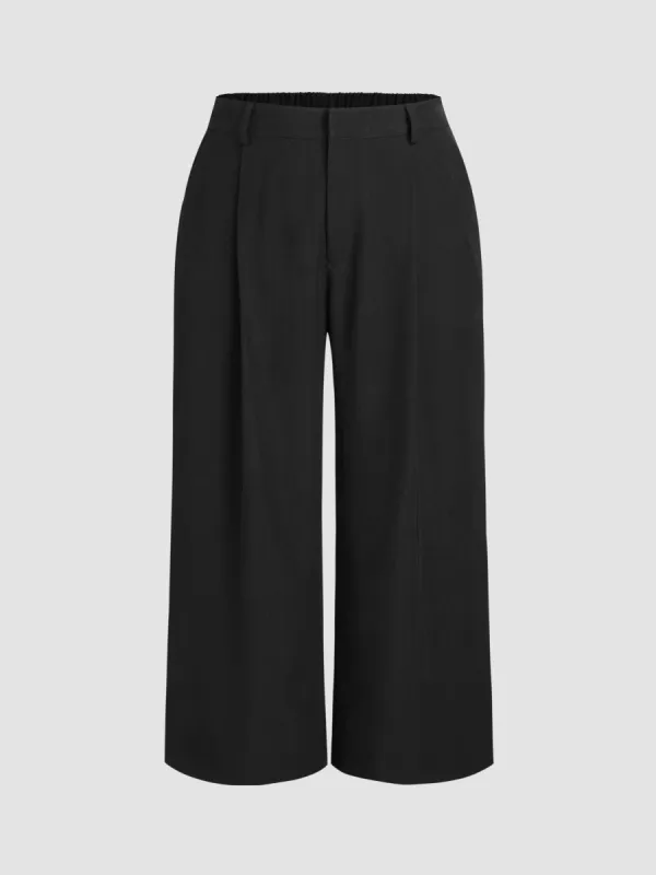 Mid Waist Pleated Pocket Wide Leg Pants Curve & Plus sold by Cider