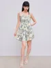 Cowl Neck Corset Knotted Ruffle Mini Dress sold by Cider
