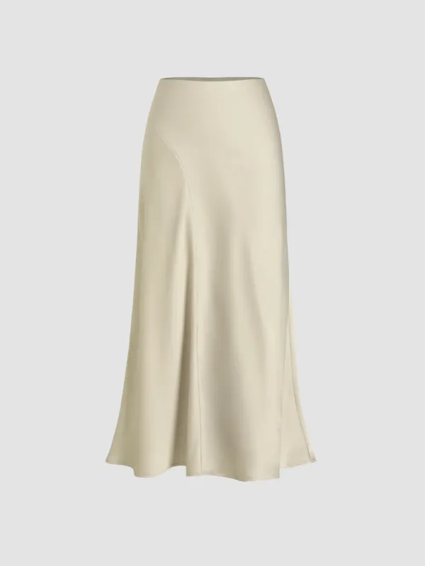 Ruffle Satin Maxi Skirt sold by Cider