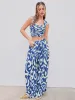 Santorini Beach Vacation Mid Rise Abstract Wide Leg Trousers sold by Cider