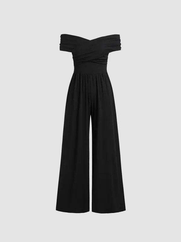 Off-shoulder Criss Cross Jumpsuit sold by Cider