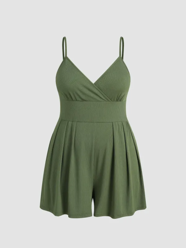 V Neck Wide Leg Romper Curve & Plus made by Cider