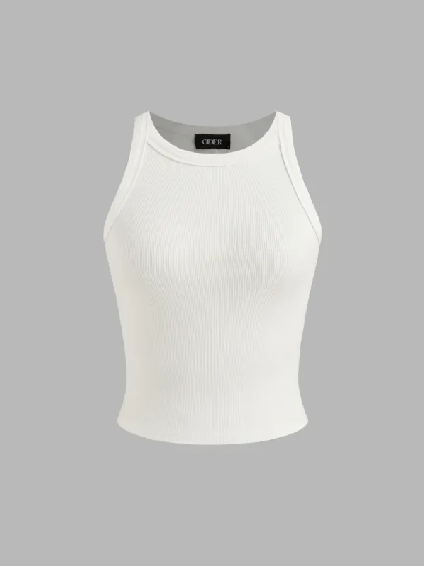 Cotton-blend Round Neckline Solid Tank Top sold by Cider