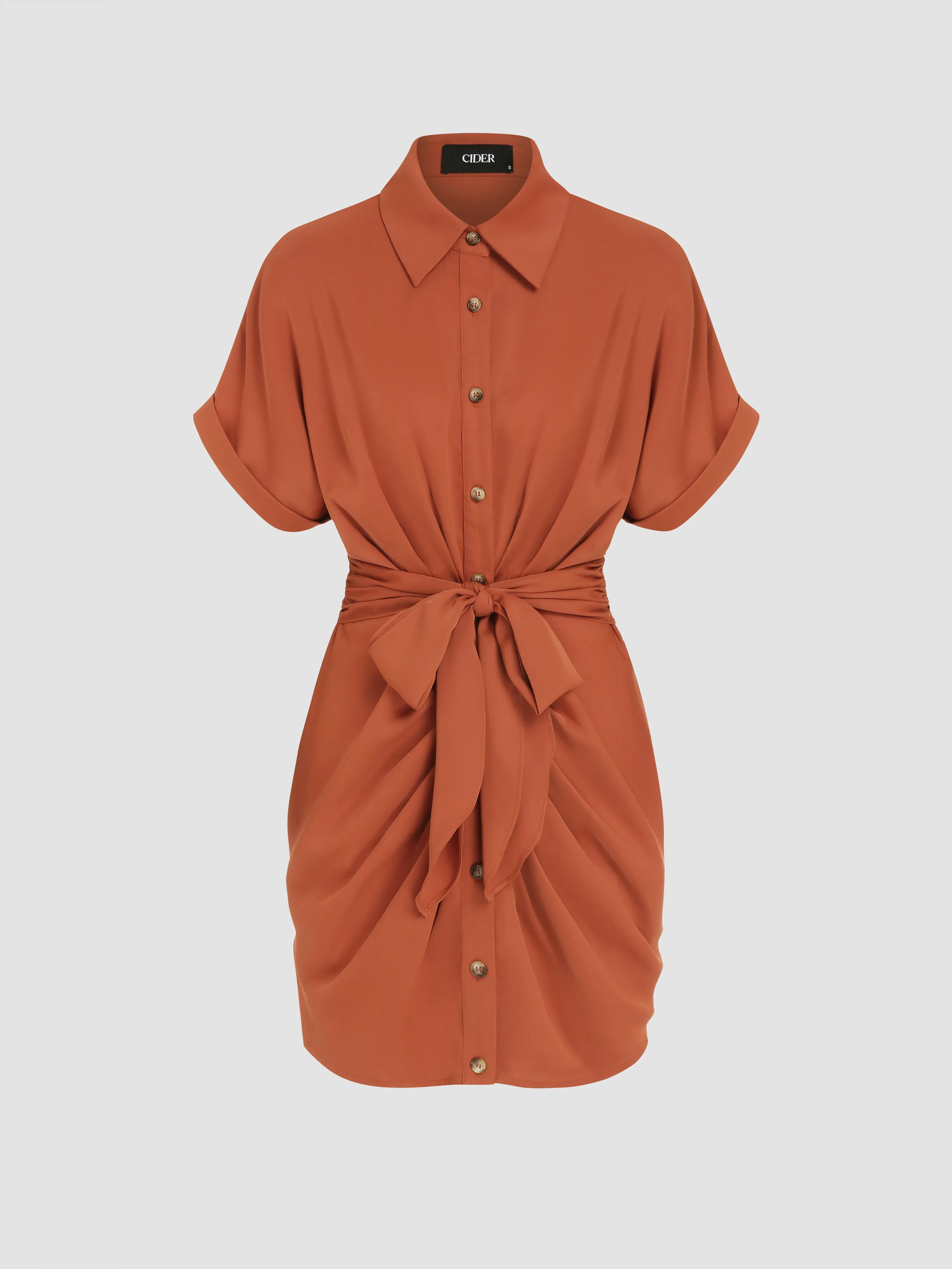 Collar Button Bowknot Mini Shirt Dress sold by Cider