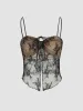 Tie Up Lace Floral Cami Crop Top sold by Cider