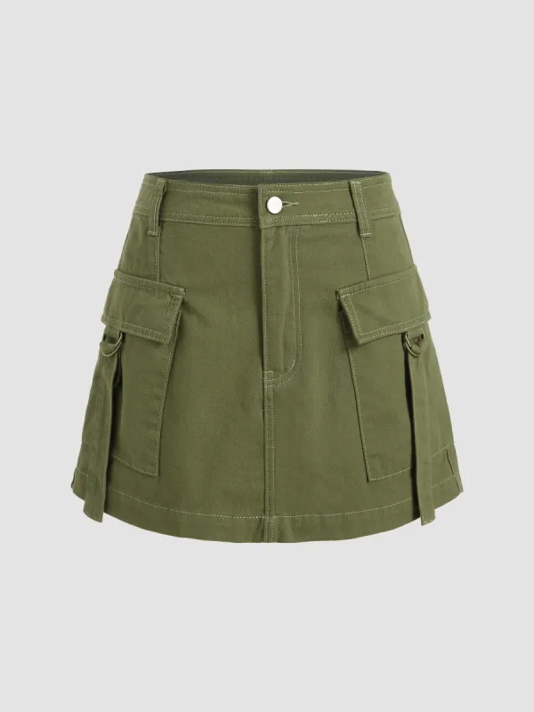 Solid Cargo Mini Skirt sold by Cider
