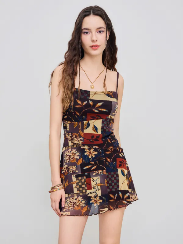 Floral & Leaf Print Mini Dress sold by Cider