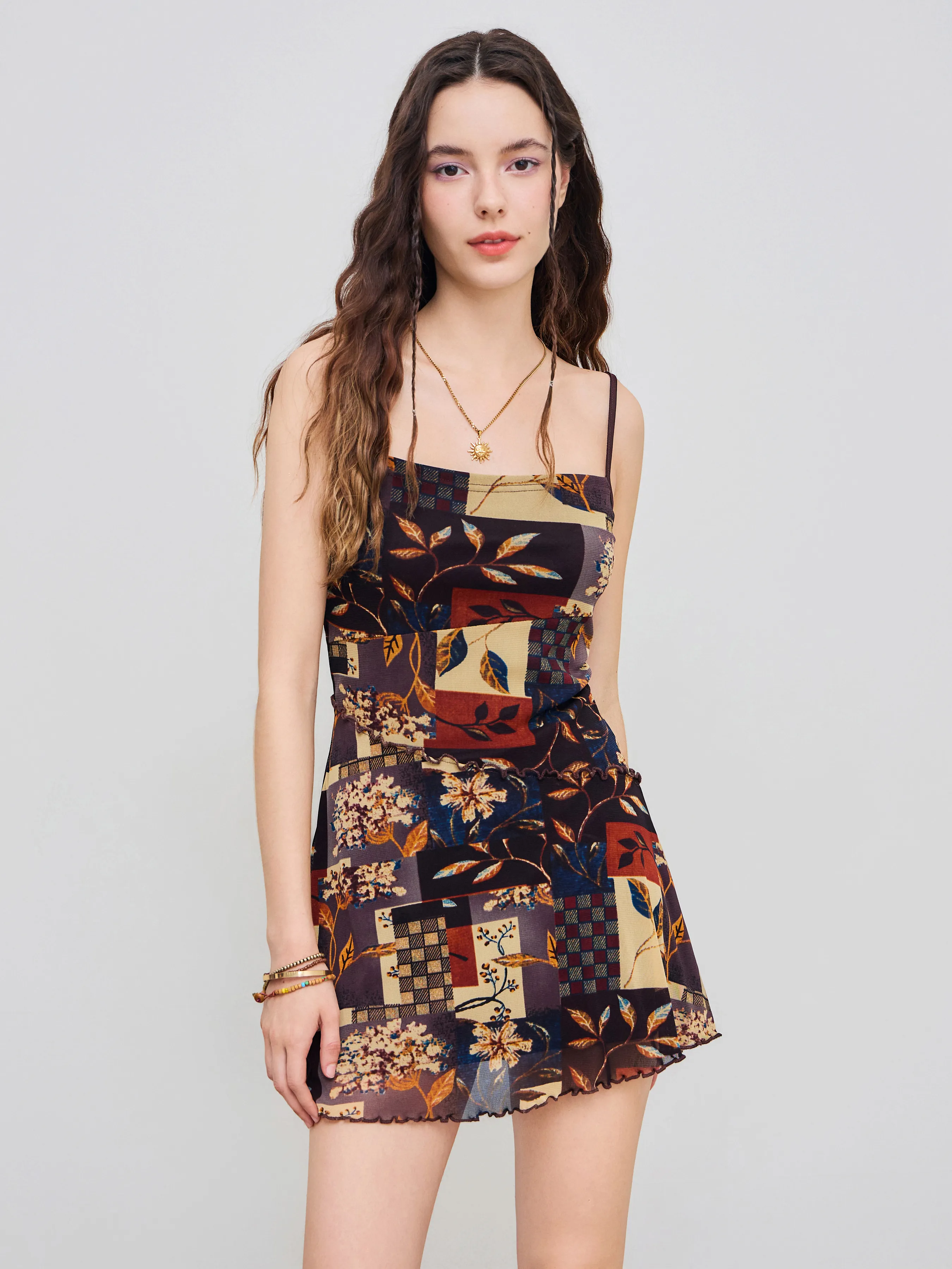 Floral & Leaf Print Mini Dress sold by Cider