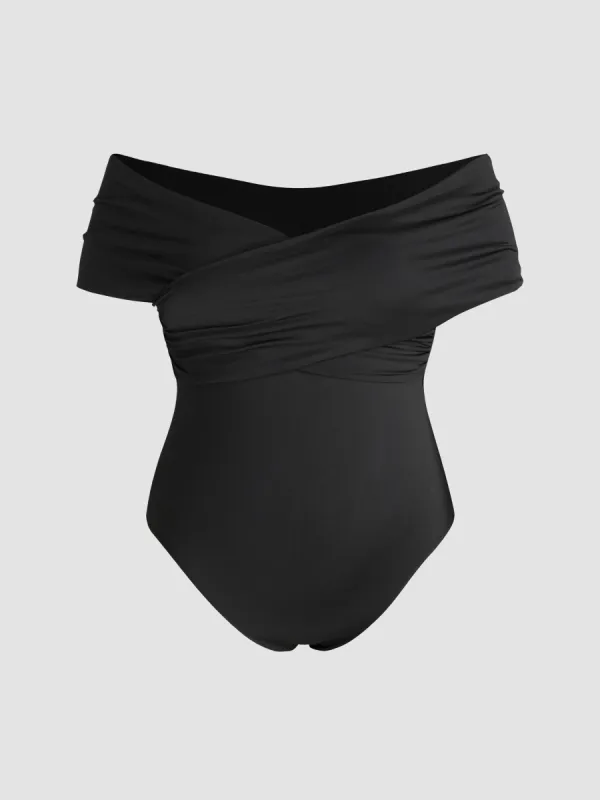 Solid Off-shoulder Bodysuit Curve & Plus sold by Cider