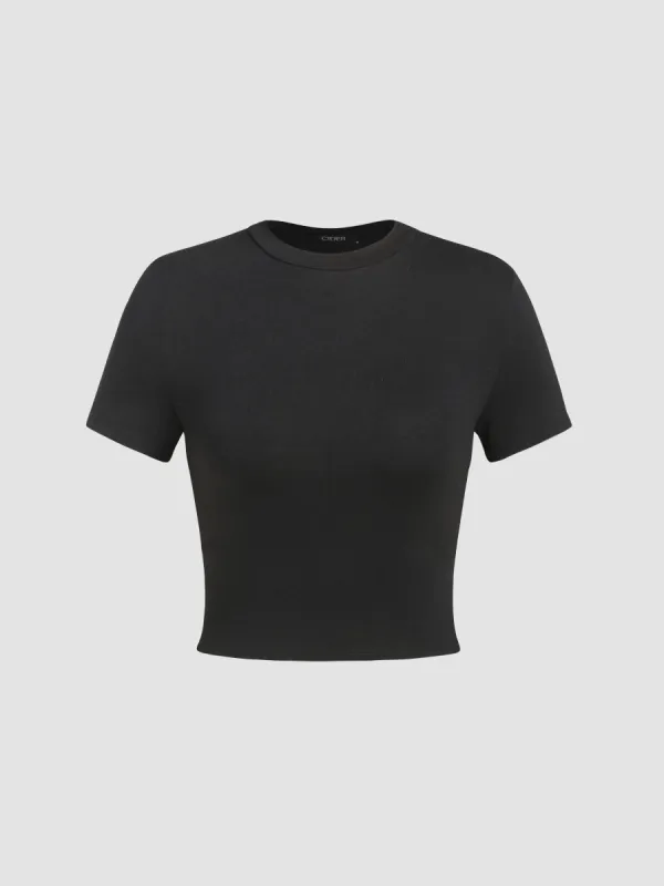 Solid Short Sleeve Crop Tee sold by Cider