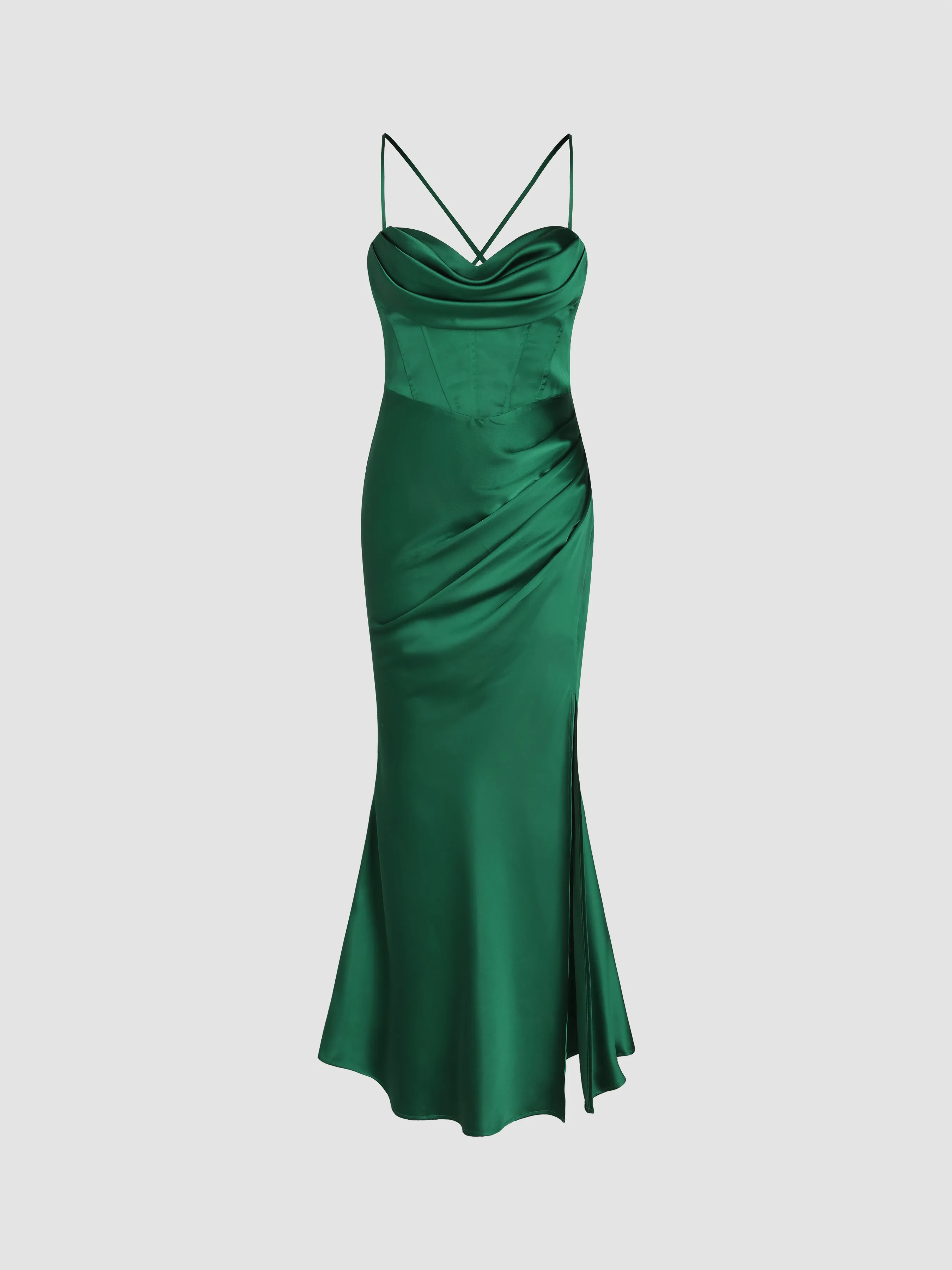 Satin Cowl Neck Cami Corset Maxi Dress sold by Cider